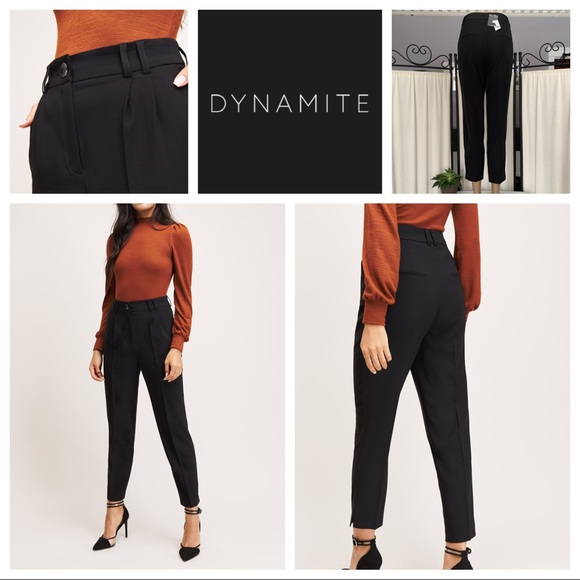 Dynamite Pants - NWT Dynamite Cindy Double Belt Loop Cigarette Pants Jet Black Trouser
